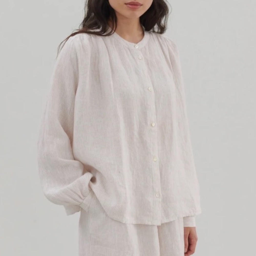 NEW Skall Studio small (36) 100% linen pinstripe painter shirt, like Doen Jane